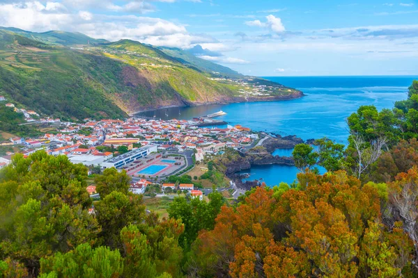 Letecký Pohled Město Velas Ostrově Sao Jorge Portugalsku — Stock fotografie