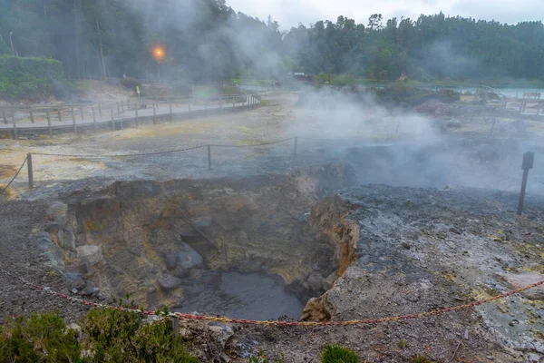 Fumaroles Furnas Lake Sao Miguel Island Portugal — стокове фото