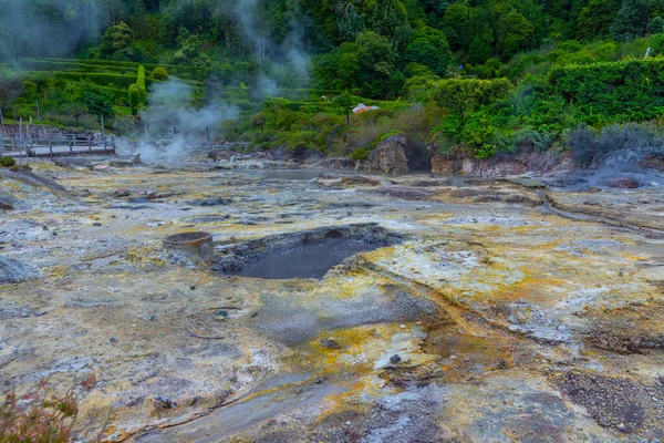 Fumarolas Lago Furnas Ilha São Miguel Portugal — Fotografia de Stock