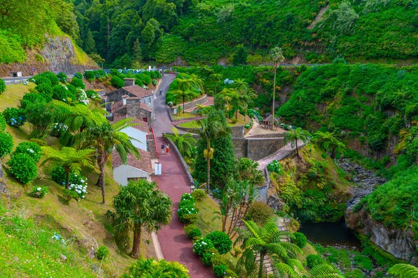 Ribeira dos Caldeiroes Sao Miguel adasındaki doğal park, Azores, Portekiz.