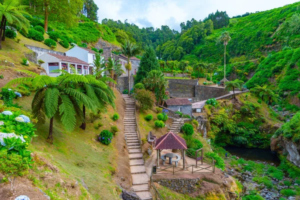 Ribeira dos Caldeiroes Sao Miguel adasındaki doğal park, Azores, Portekiz.