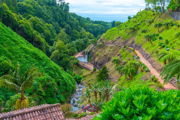 Ribeira dos Caldeiroes Sao Miguel adasındaki doğal park, Azores, Portekiz.