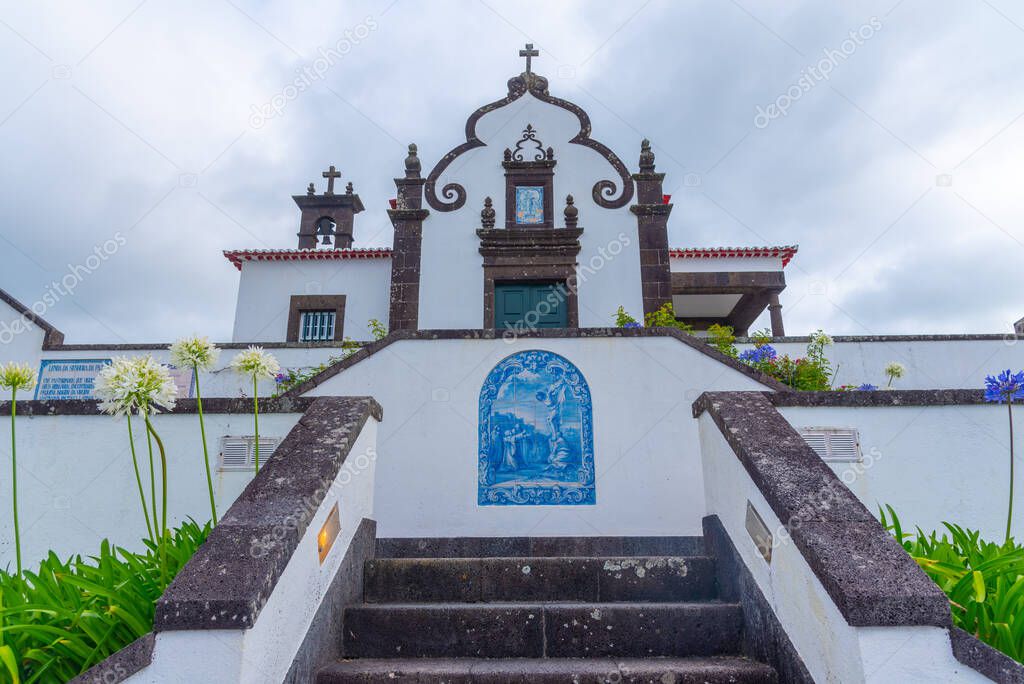 Hermitage of our lady of peace at Vila Franca do Campo town at Sao Miguel island, Azores Portugal.