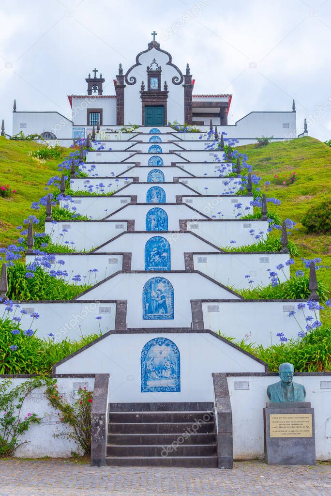 Hermitage of our lady of peace at Vila Franca do Campo town at Sao Miguel island, Azores Portugal.