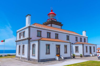 Ponta da Ferraria deniz feneri Sao Miguel Adası, Portekiz.