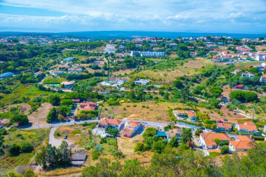 Portekiz kıyı kasabası Susimbra 'nın havadan görünüşü.