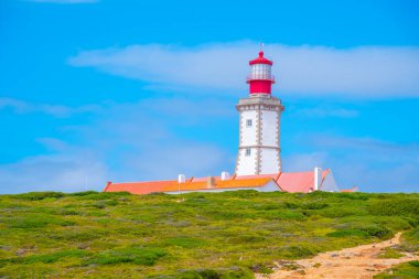 Cabo Espichel 'deki deniz feneri Portekiz' deki doğal park Arrabida 'da..