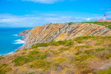 Cabo Espichel 'deki deniz feneri Portekiz' deki doğal park Arrabida 'da..