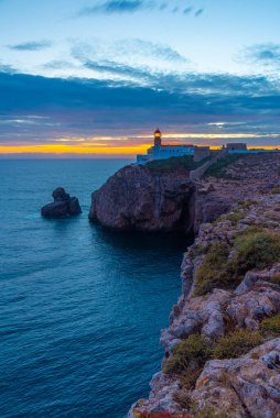 Portekiz 'de gün batımında Cabo de Sao Vicente.