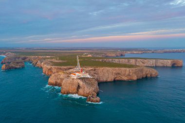 Portekiz 'de gün batımında Cabo de Sao Vicente.