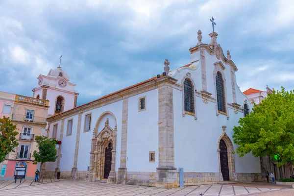 Iglesia Sao Juliao Plaza Praca Bocage Casco Antiguo Ciudad Portuguesa — Foto de Stock
