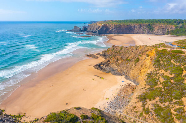 View of Praia de Odeceixe in Portugal.