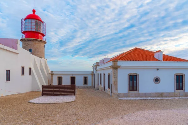 Maják Cabo Sao Vicente Při Západu Slunce Portugalsku — Stock fotografie