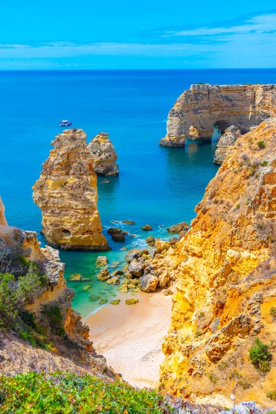 Klippor Nära Benagil Algarve Portugal — Stockfoto