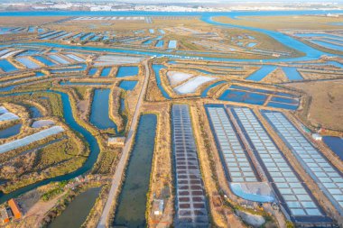 Portekiz 'deki Castro Marim' de tuzlu tavalar.