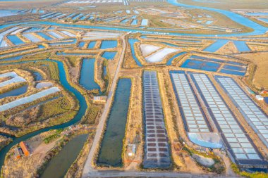 Portekiz 'deki Castro Marim' de tuzlu tavalar.