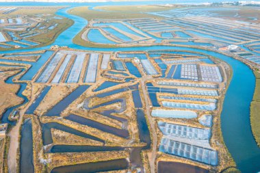 Portekiz 'deki Castro Marim' de tuzlu tavalar.