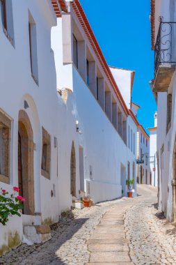 Portekiz 'in Marvao köyündeki eski kasabada dar bir sokak..