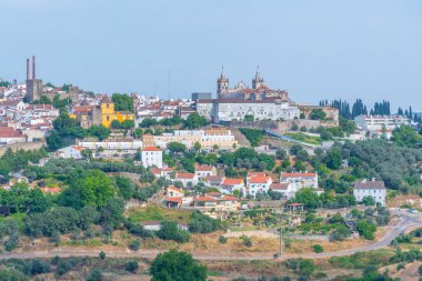 Portekiz 'in Portalegre kasabasının hava manzarası.