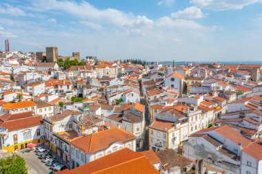 Portekiz 'in Portalegre kasabasının hava manzarası.