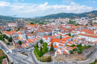 Portekiz 'in Portalegre kasabasının hava manzarası.