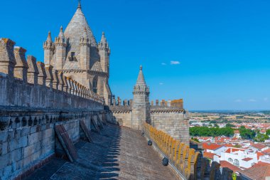 Portekiz 'in Evora kentindeki katedral manzarası.