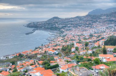 Portekiz 'in Funchal kasabasının Panorama manzarası.