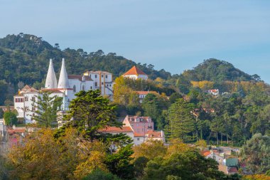 Portekiz, Sintra 'daki ulusal sarayın hava görüntüsü.