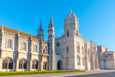 Belem, Lizbon, Portekiz 'de Mosteiro dos Jeronimos manzarası.