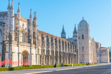 Belem, Lizbon, Portekiz 'de Mosteiro dos Jeronimos manzarası.