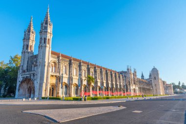 Belem, Lizbon, Portekiz 'de Mosteiro dos Jeronimos manzarası.