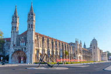 Belem, Lizbon, Portekiz 'de Mosteiro dos Jeronimos manzarası.