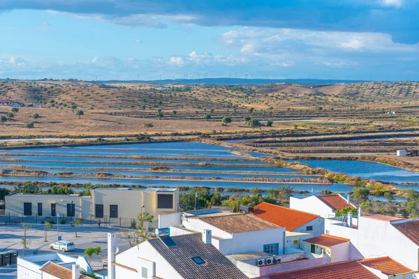 Panorama Van Castro Marim Omringd Door Zoutpannen Portugal — Stockfoto