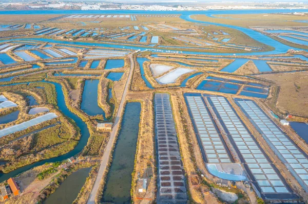 Portekiz 'deki Castro Marim' de tuzlu tavalar.