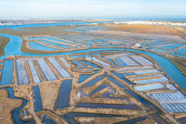 Portekiz 'deki Castro Marim' de tuzlu tavalar.