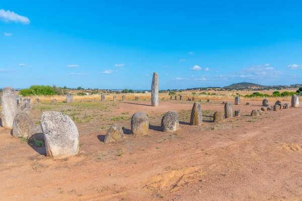 Stenen Menhirs Bij Cromeleque Xerez Portugal — Stockfoto