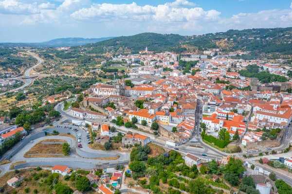 Portekiz 'in Portalegre kasabasının hava manzarası.