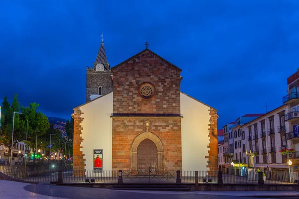 Vista Noturna Catedral Funchal Madeira Portugal — Fotografia de Stock