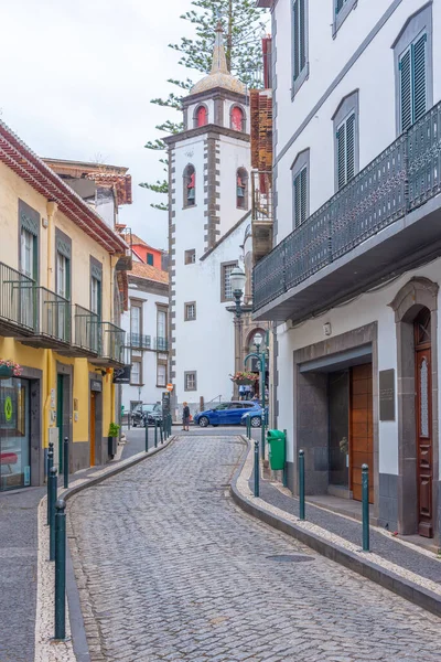Smalle Straat Portugese Stad Funchal — Stockfoto