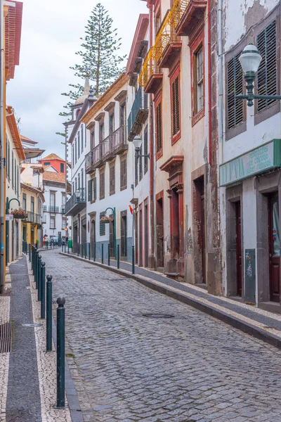 Smalle Straat Portugese Stad Funchal — Stockfoto