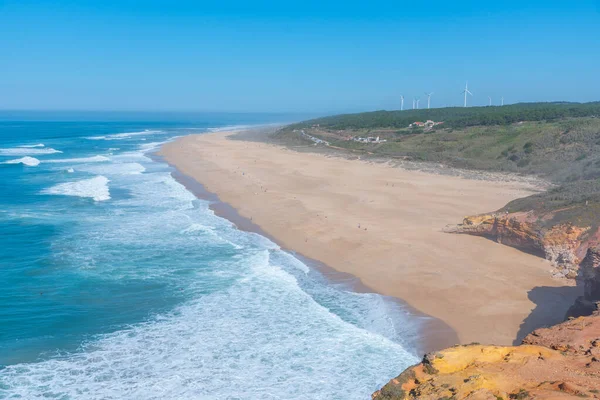 Flygfoto Över Norra Stranden Nazare Portugal — Stockfoto