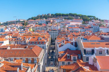 Lizbon, Portekiz 'deki Sao Jorge şatosunun hava manzarası.