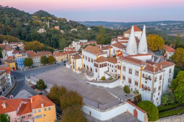 Portekiz, Sintra 'daki ulusal sarayın hava görüntüsü.