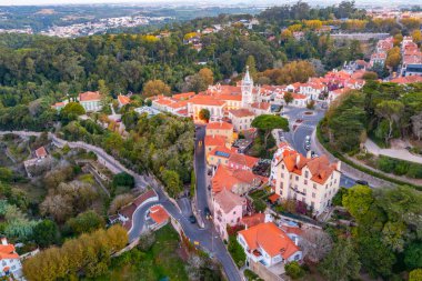 Portekiz, Sintra 'daki belediye binasının hava görüntüsü..