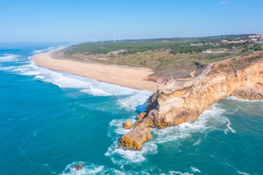 Portekiz 'in Nazare kasabasındaki Forte de Sao Miguel Arcanjo.