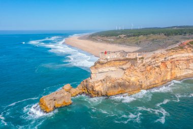 Portekiz 'in Nazare kasabasındaki Forte de Sao Miguel Arcanjo.