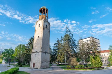 Bulgaristan 'ın Razgrad kentinde tarihi saat kulesi