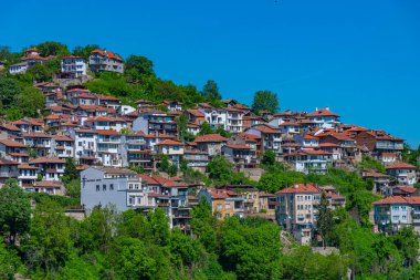 Bulgaristan 'ın eski Veliko Tarnovo kentinde geleneksel evler