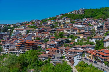 Bulgaristan 'ın eski Veliko Tarnovo kentinde geleneksel evler