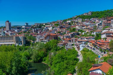 Bulgaristan 'ın eski Veliko Tarnovo kentinde geleneksel evler
